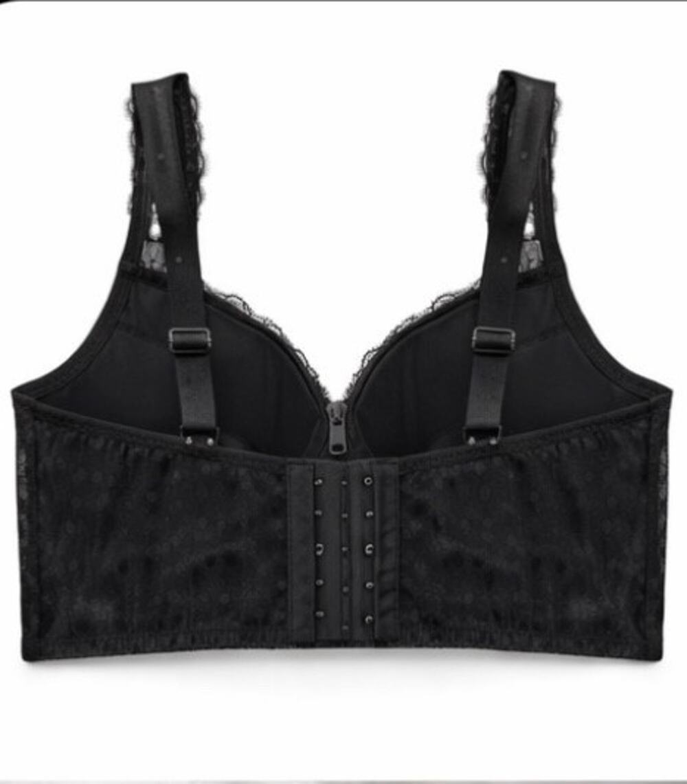 Victoria secret bustier top black lace 36 DD Front Closure V Wire Corset